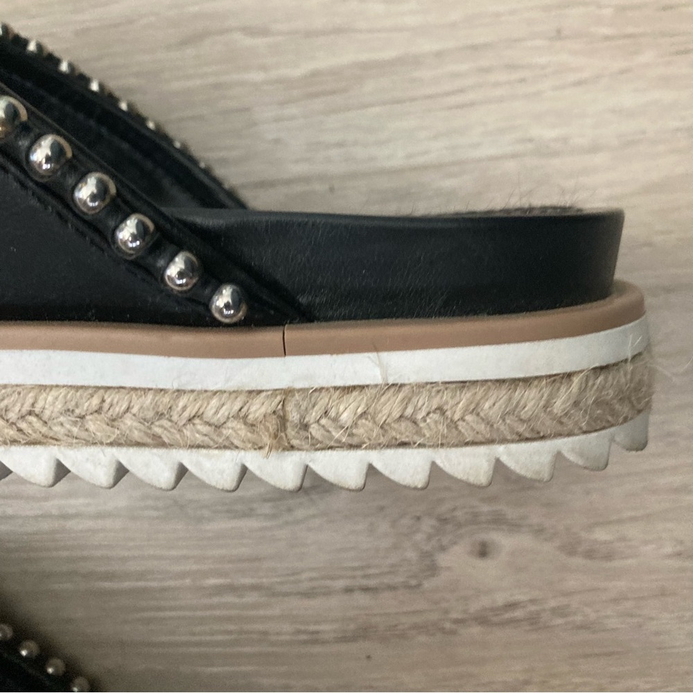 Zara Woman Silver Studded Chunky Criss Cross Espadrille Slide Open Toe Sandals - Picture 5 of 11